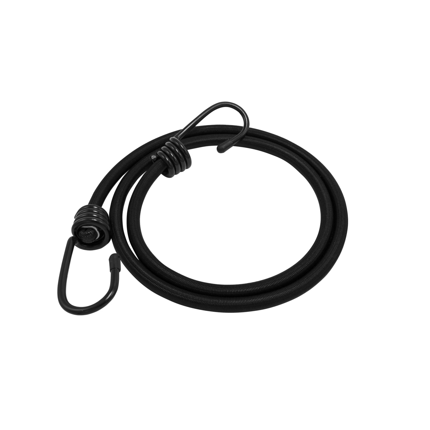 OVERLANDER BUNGEE - Marine-grade Nylon Bungee cord with two Plastic-coated Metal Spring Hooks (Black, 4-Pack)