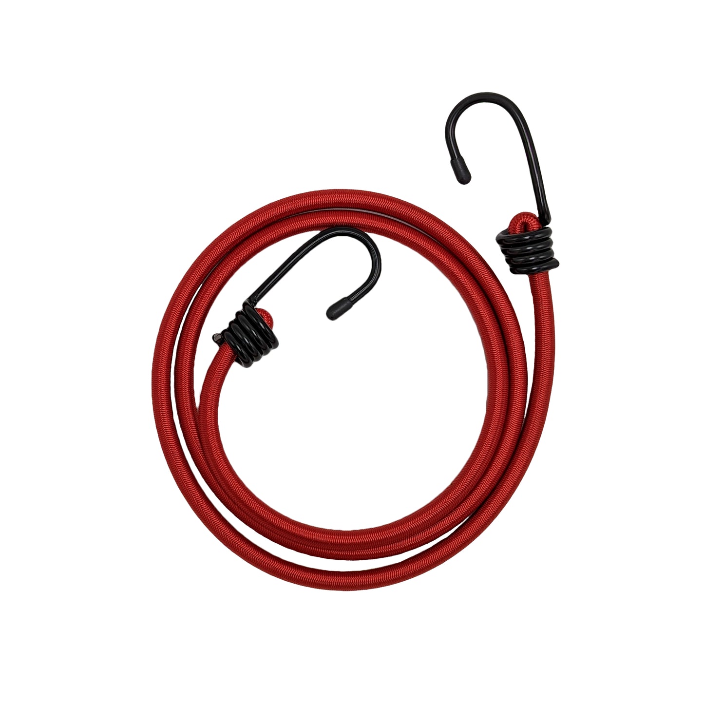 OVERLANDER BUNGEE - Marine-grade Nylon Bungee cord with two Plastic-coated Metal Spring Hooks (Red, 4-Pack)