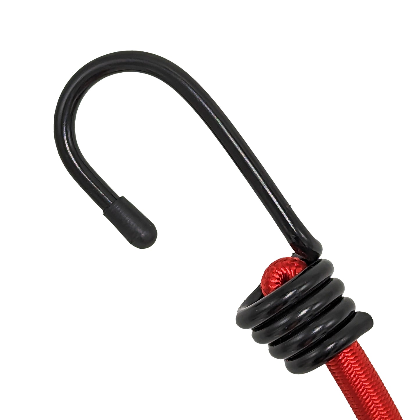 OVERLANDER BUNGEE - Marine-grade Nylon Bungee cord with two Plastic-coated Metal Spring Hooks (Red, 4-Pack)